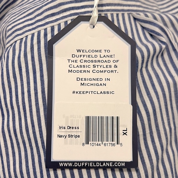 Duffield Lane Iris Dress In Navy and White Classic Stripe NWT Size XL - Picture 8 of 9